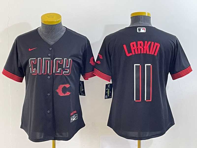 Youth Cincinnati Reds #11 Barry Larkin Black 2023 City Connect Cool Base Stitched Jerseys